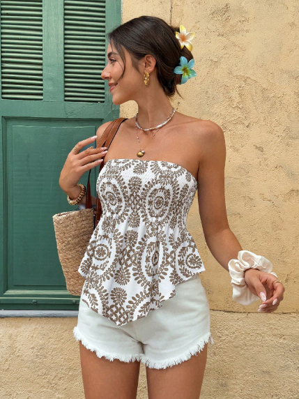 Blouse imprimée intégrale pour femme