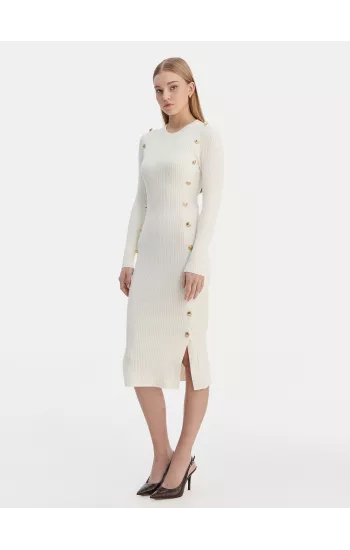 Robe Guess jeans – Beige Guess jeans W6RK06 Z2YJ2 Couleur : G1O6 DOVE WHITE