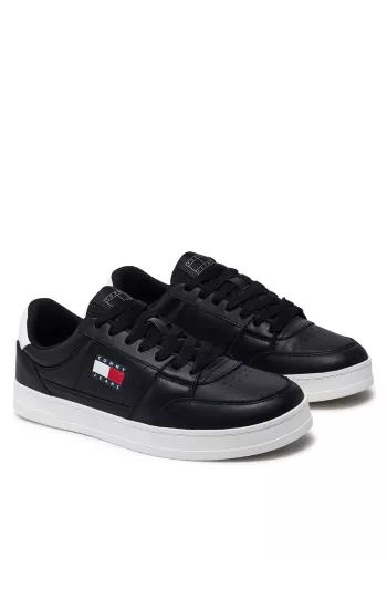 Sneakers Tommy Hilfiger 100% Cuir Pour Homme REFERENCE : EM0EM01574 Couleur : BDS Black