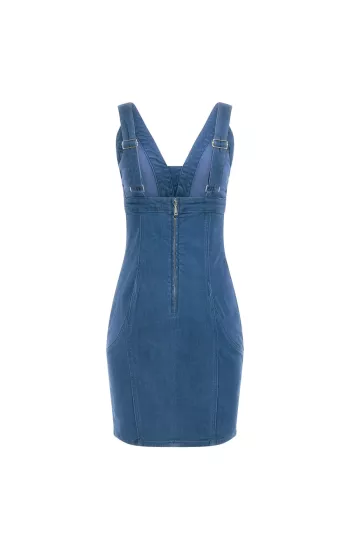 Robe premium – Mini robe bodycon denim de soie mélangée - Bleu